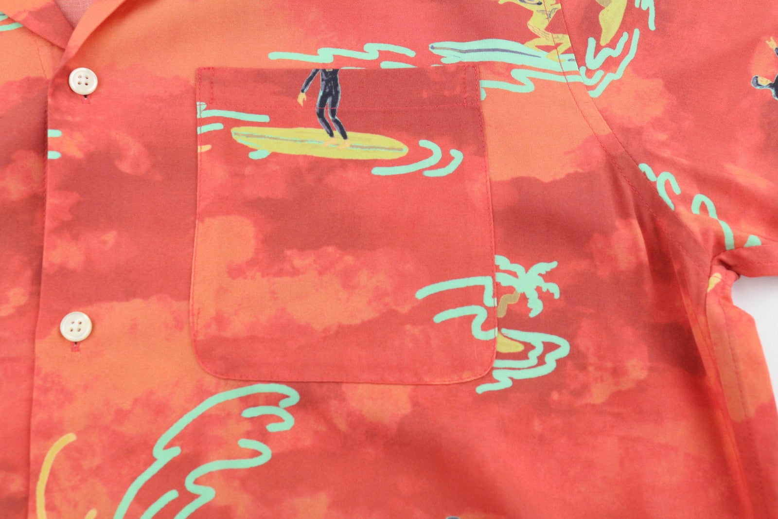 SCOTCH & SODA Men Shirt M Orange Allover Printed Viscose Short Sleeved