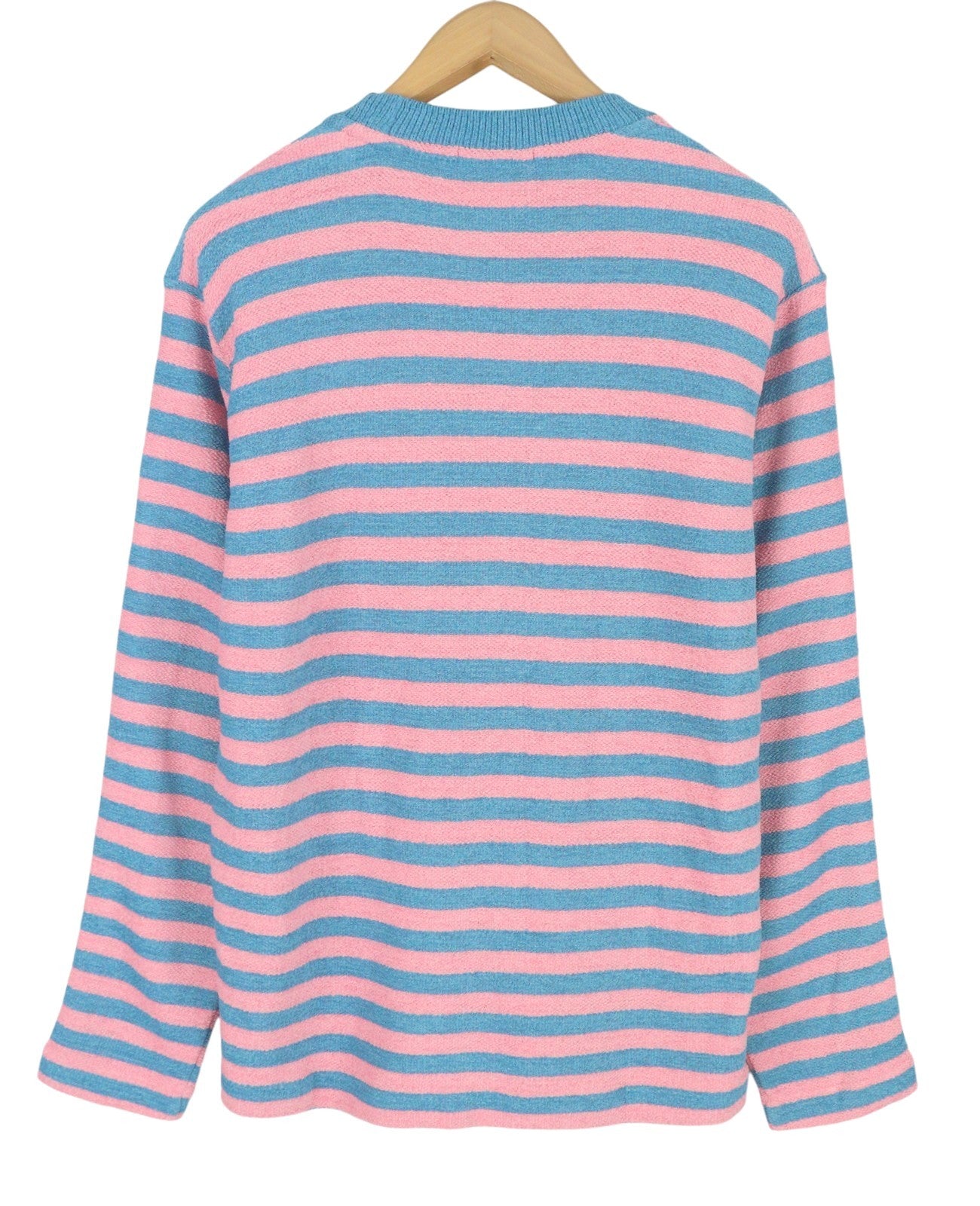 SCOTCH & SODA Men Sweatshirt M Striped Crew Collar Soft Pink & Blue Pull On
