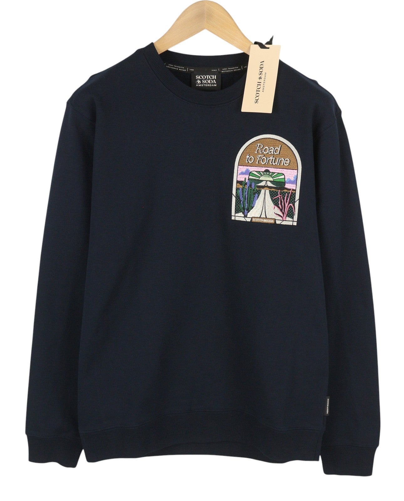 SCOTCH & SODA Men Sweatshirt M Dark Blue Crew Neck Long Sleeved Pull On