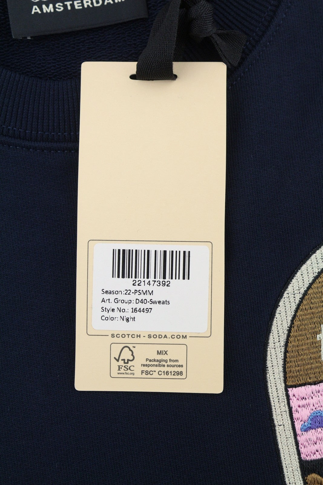 SCOTCH & SODA Men Sweatshirt M Dark Blue Crew Neck Long Sleeved Pull On