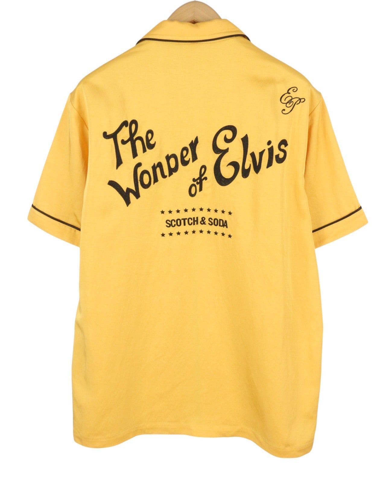 SCOTCH & SODA Elvis Men Shirt L Yellow Patch Pocket Notch Short Sleeve