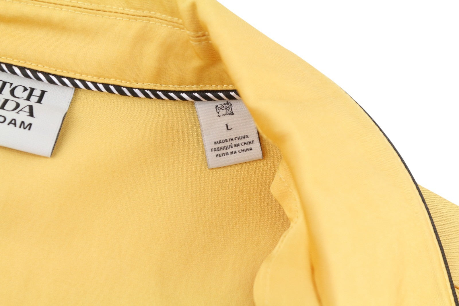 SCOTCH & SODA Elvis Men Shirt L Yellow Patch Pocket Notch Short Sleeve