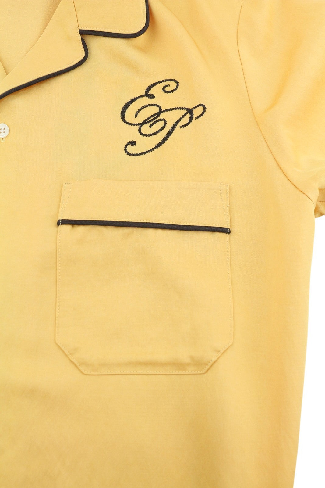 SCOTCH & SODA Elvis Men Shirt L Yellow Patch Pocket Notch Short Sleeve