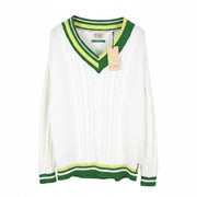 SCOTCH & SODA Men Jumper L White Oversized Cable Knit V-Neck Pull On