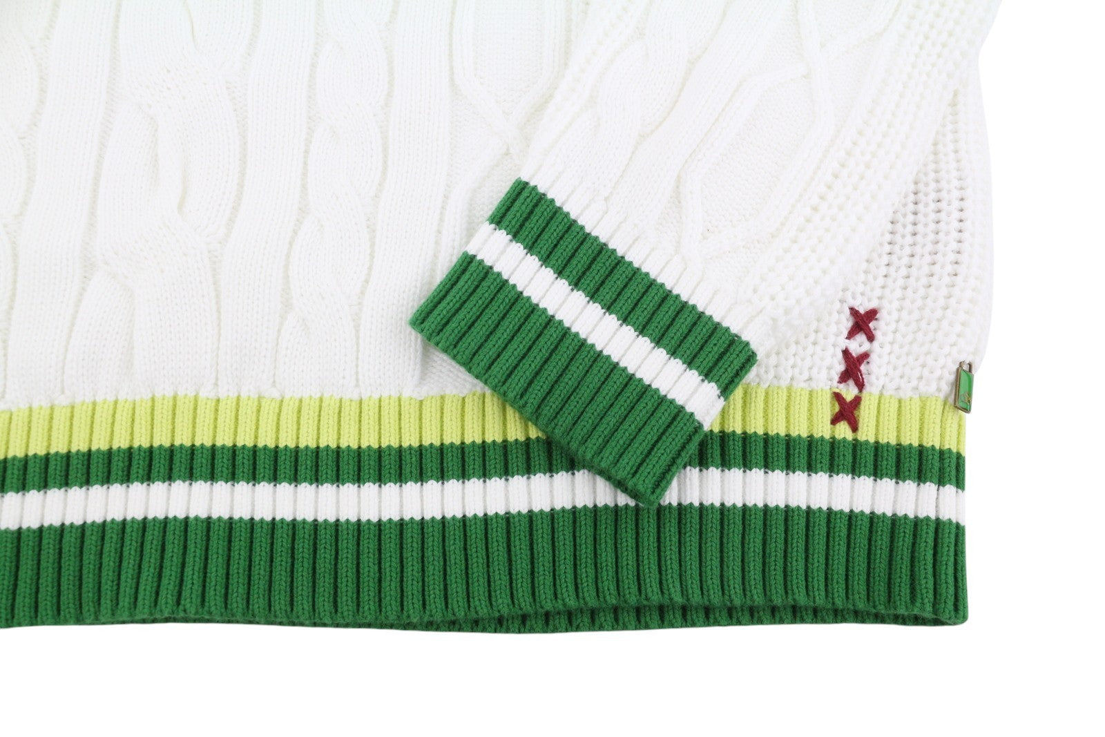 SCOTCH & SODA Men Jumper L White Oversized Cable Knit V-Neck Pull On