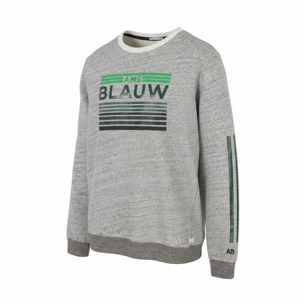 SCOTCH & SODA Men Sweatshirt M Grey Melange Cotton Crew Neck Long Sleeve Pull On