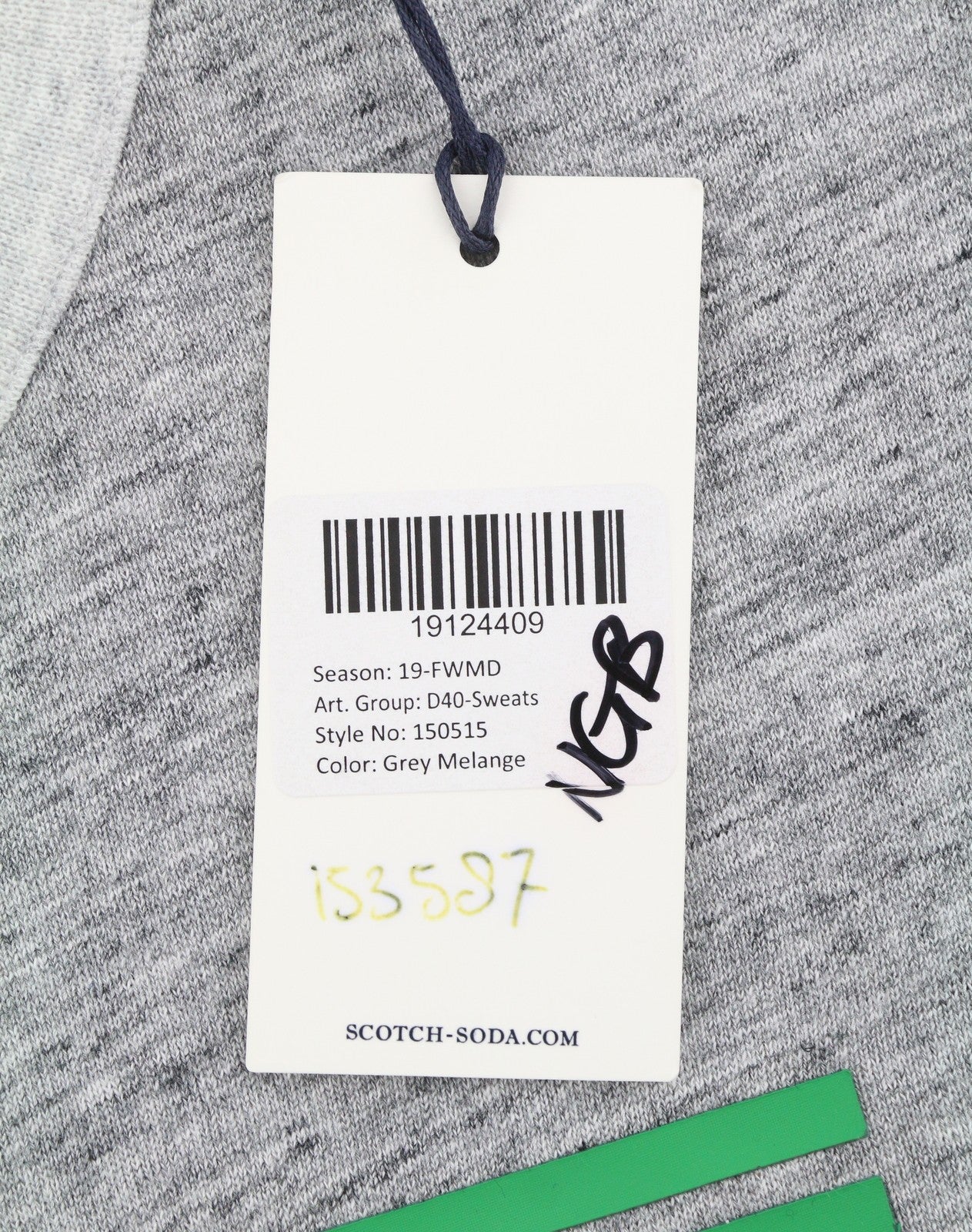 SCOTCH & SODA Men Sweatshirt M Grey Melange Cotton Crew Neck Long Sleeve Pull On