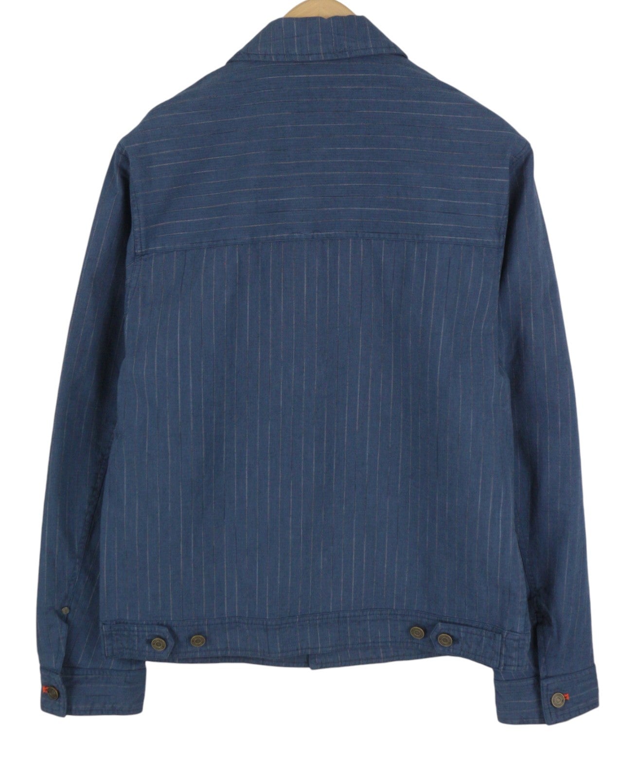 SCOTCH & SODA Men Jacket M Blue Pinstriped Spread Button Up Lightweight Trucker