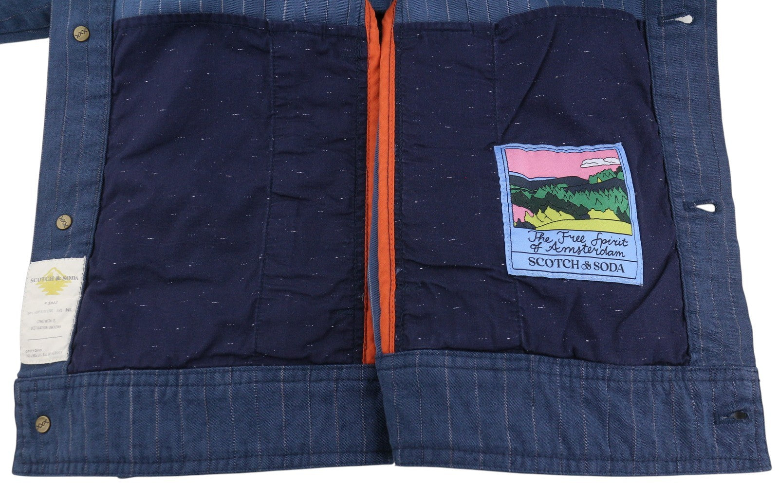 SCOTCH & SODA Men Jacket M Blue Pinstriped Spread Button Up Lightweight Trucker