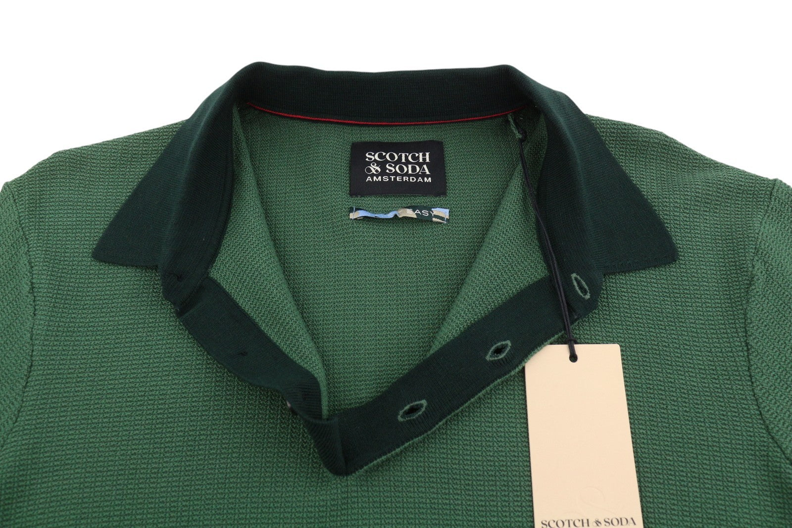SCOTCH & SODA Men Polos M Sage Green Tight Knit Stretch Short Sleeved