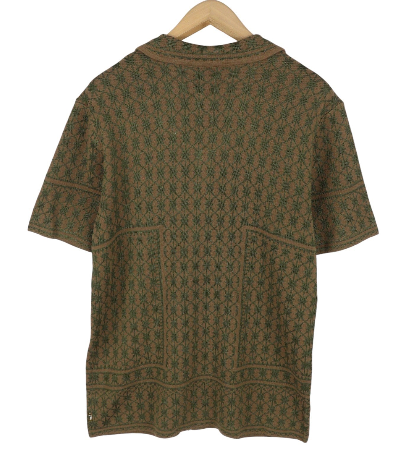 SCOTCH & SODA Men Shirt M Brown Patterned Jacquard Knit Button Up Short Sleeve
