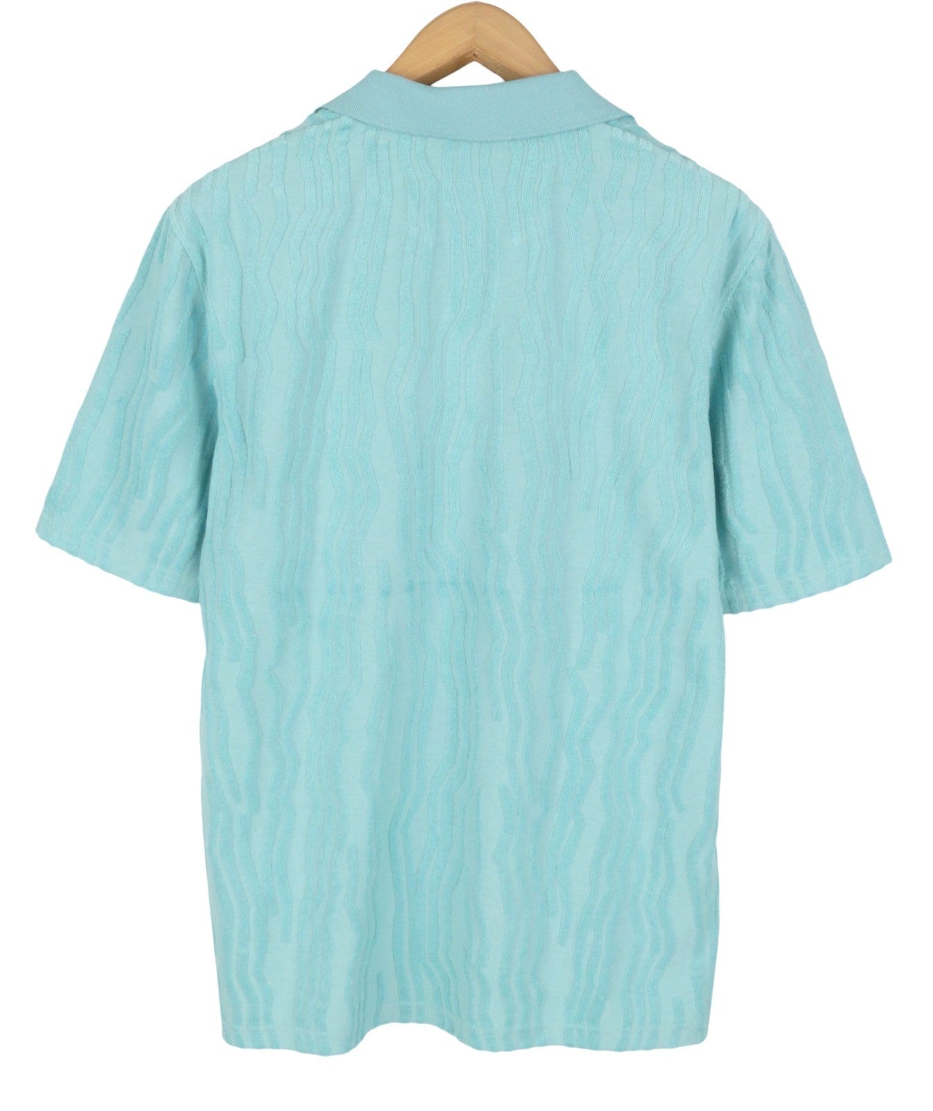 SCOTCH & SODA Men Polos M Blue Jacquard Cotton Terry Relaxed Fit Short Sleeve
