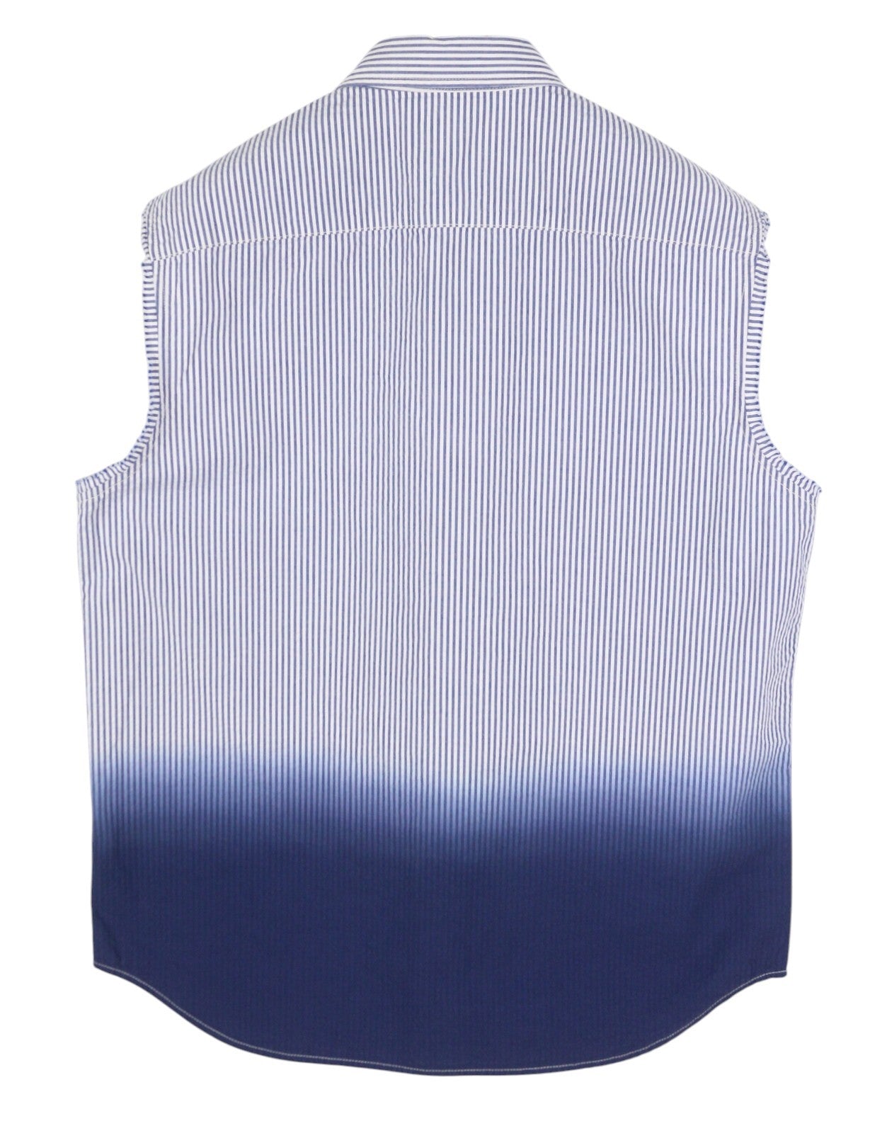 SCOTCH & SODA Men Shirt L Blue Pinstriped Button Up Patch Pocket Sleeveless