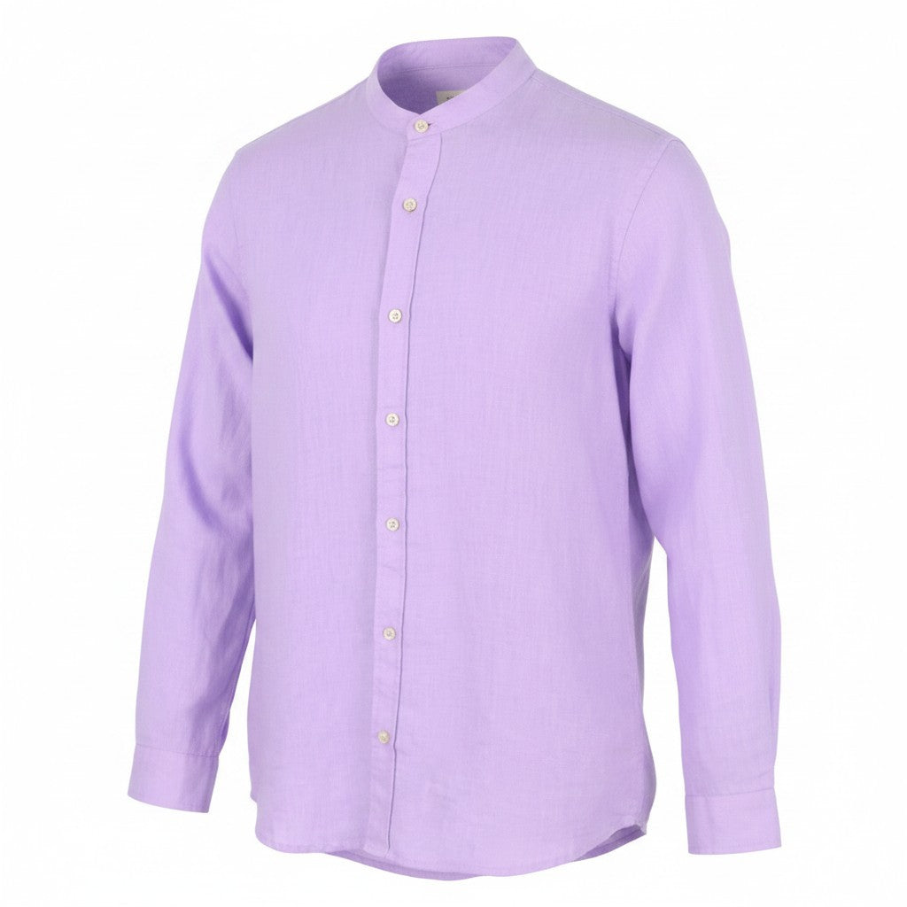 SCOTCH & SODA Men Shirt M Purple Linen Button Up Mandarin Collar