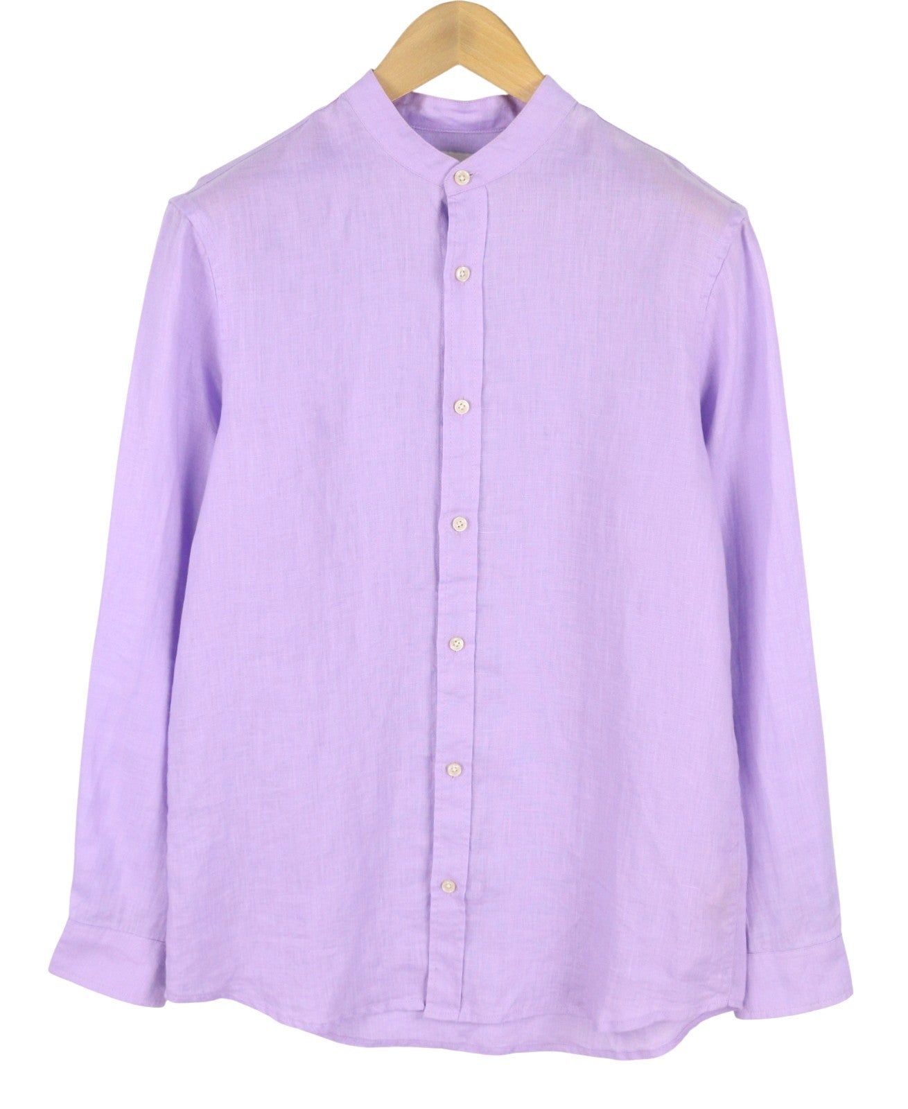 SCOTCH & SODA Men Shirt M Purple Linen Button Up Mandarin Collar