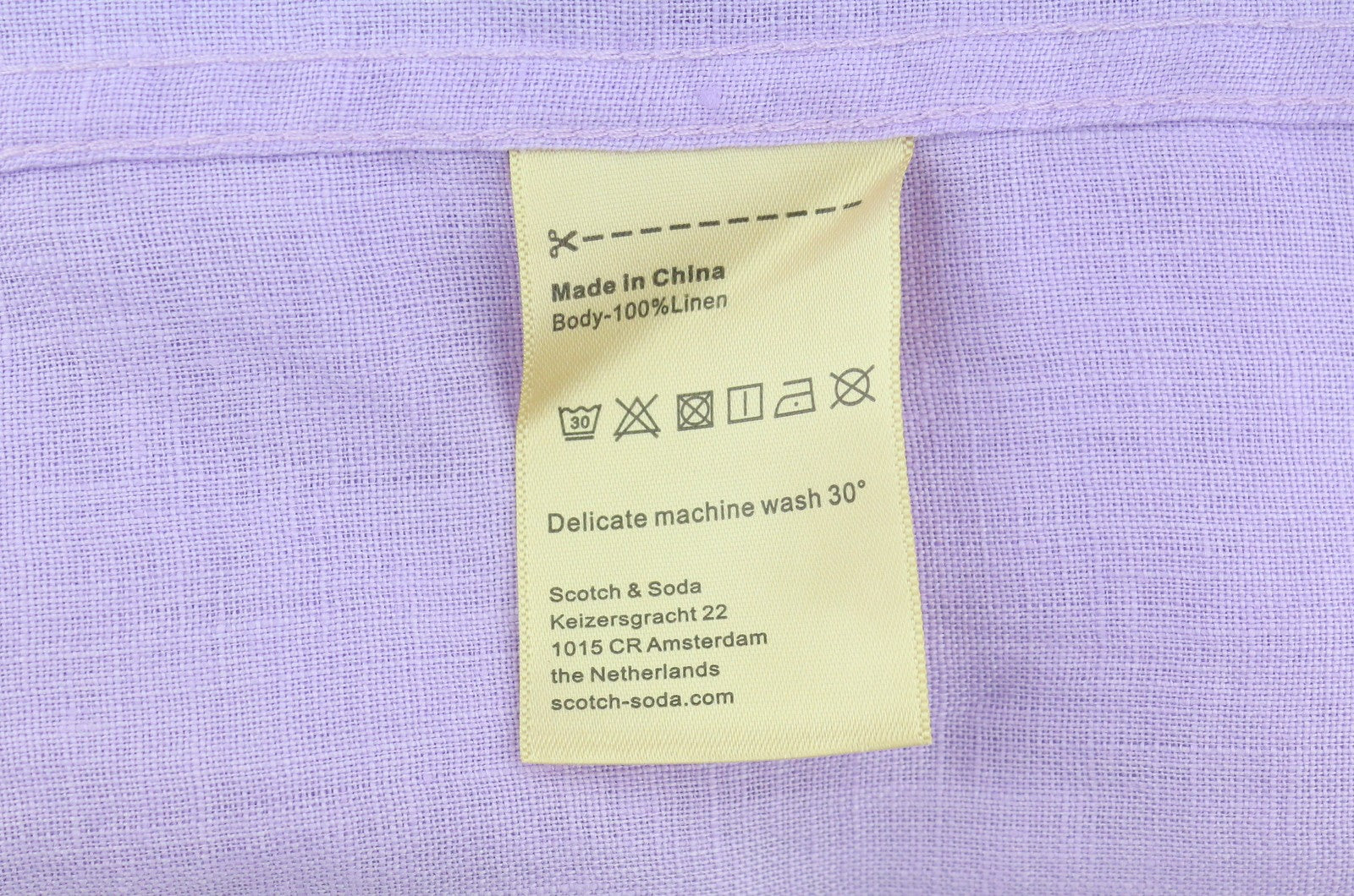 SCOTCH & SODA Men Shirt M Purple Linen Button Up Mandarin Collar