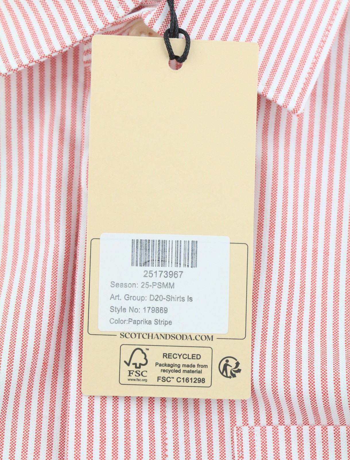 SCOTCH & SODA Men Shirt L Pink Pinstriped Spread Patch Pocket Casual