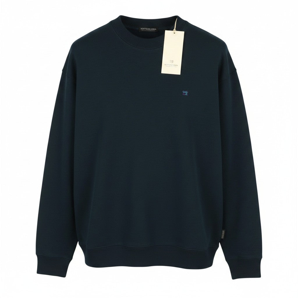 SCOTCH & SODA Men Sweatshirt M Dark Blue Crew Neck Long Sleeve Pull On