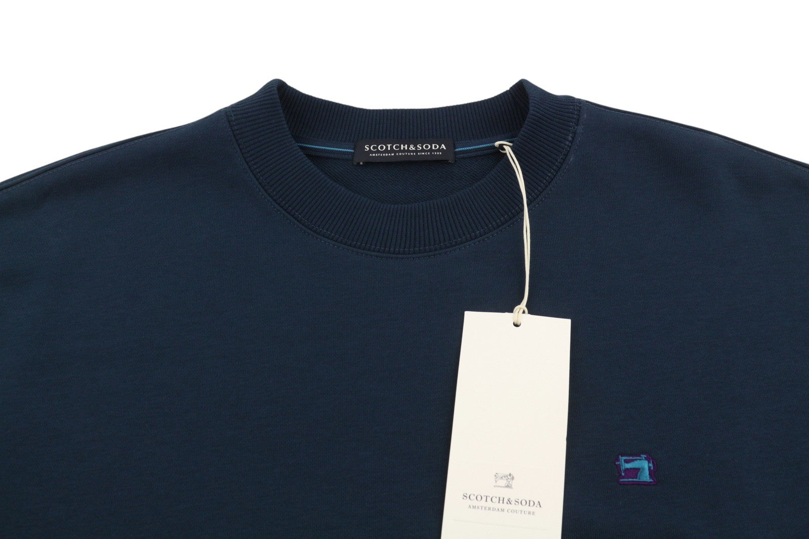 SCOTCH & SODA Men Sweatshirt M Dark Blue Crew Neck Long Sleeve Pull On