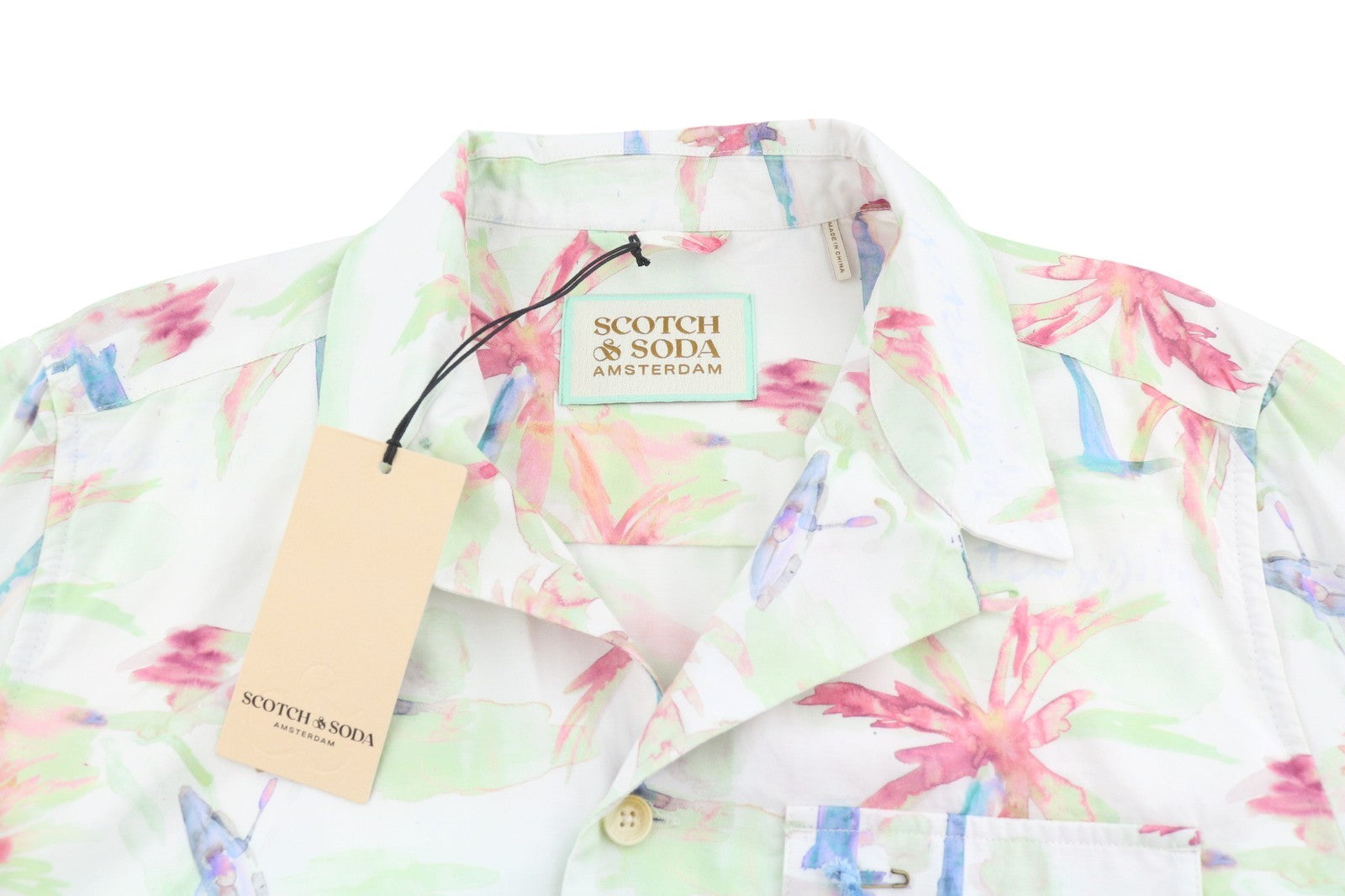 SCOTCH & SODA Men Jacket M Colourful Palm Tree Hawaii Hemp Blend Button Up