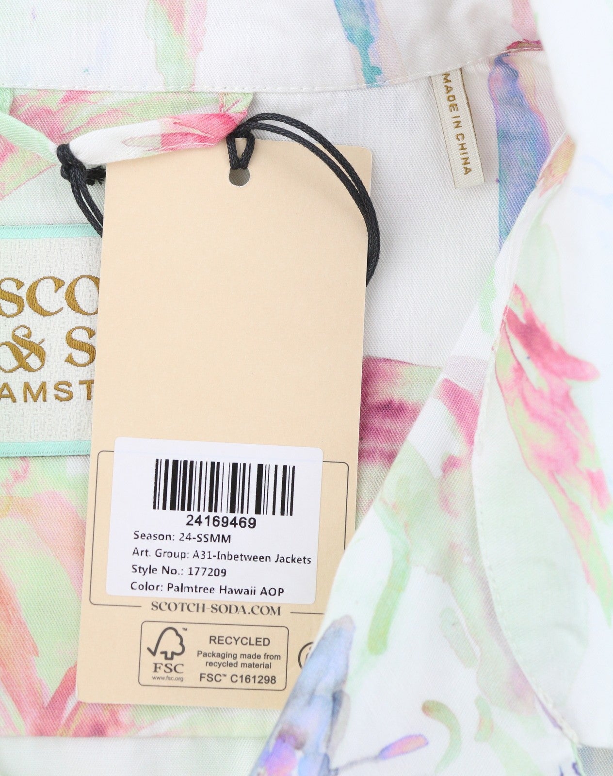 SCOTCH & SODA Men Jacket M Colourful Palm Tree Hawaii Hemp Blend Button Up