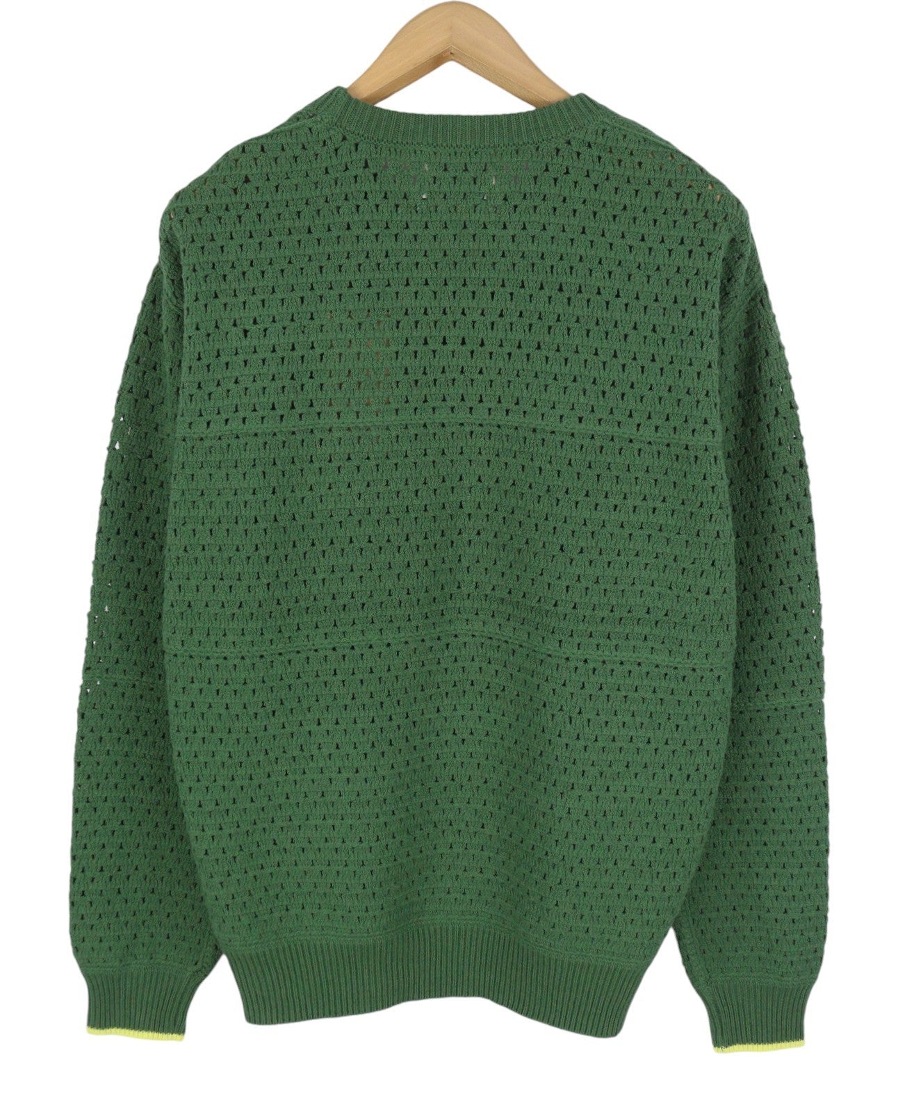 SCOTCH & SODA Men Jumper L Green Open Knit Crew Neck Stretch Pull On