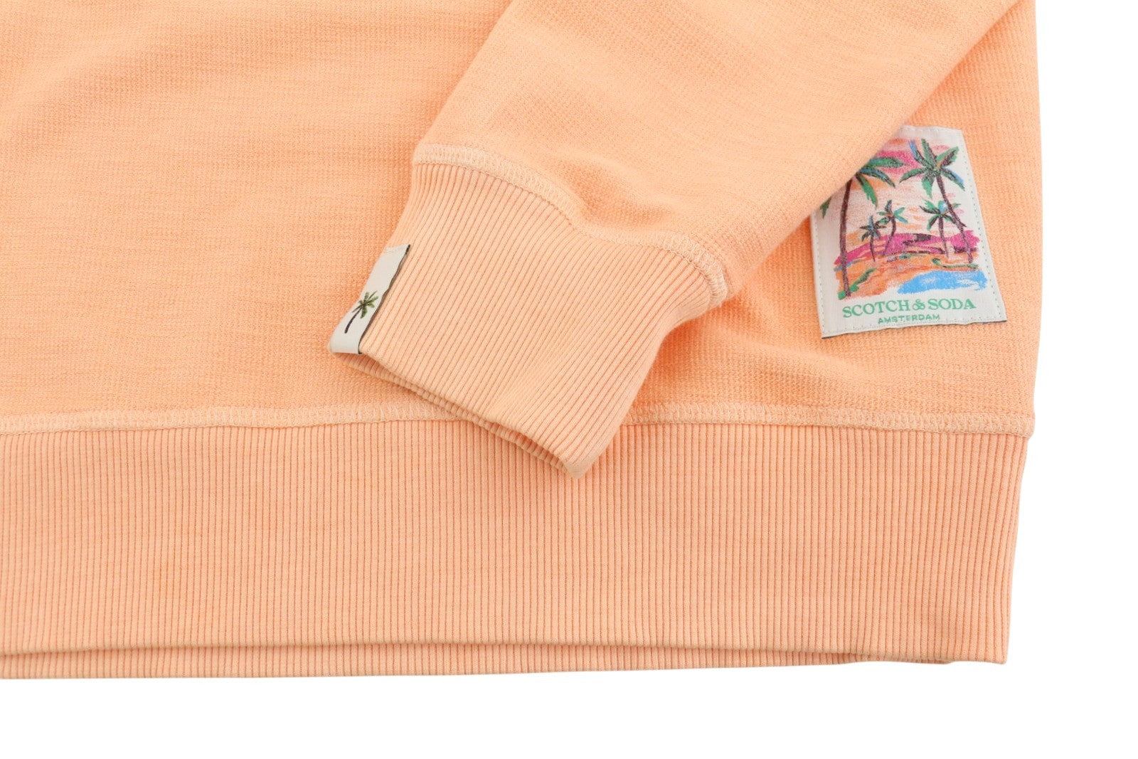 SCOTCH & SODA Men Sweatshirt L Orange Punch Garment Dyed Crew Neck Pull On