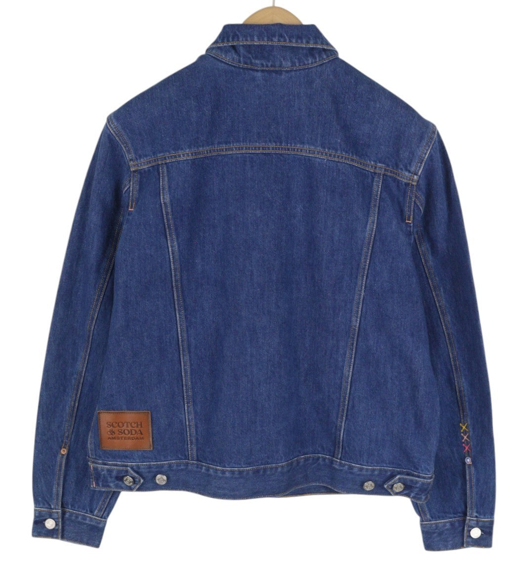 SCOTCH & SODA Men Jacket M Blue Button Up Pockets Lightweight Denim Trucker