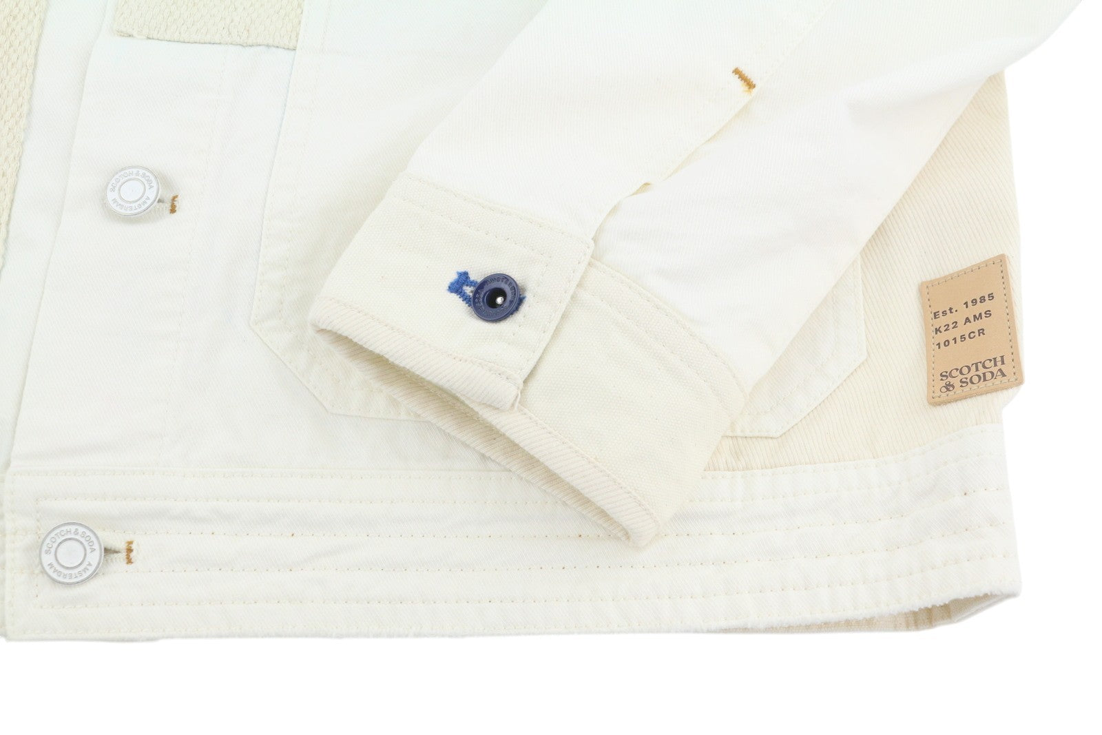 SCOTCH & SODA Men Jacket M Ivory Patches Button Up Lightweight Trucker