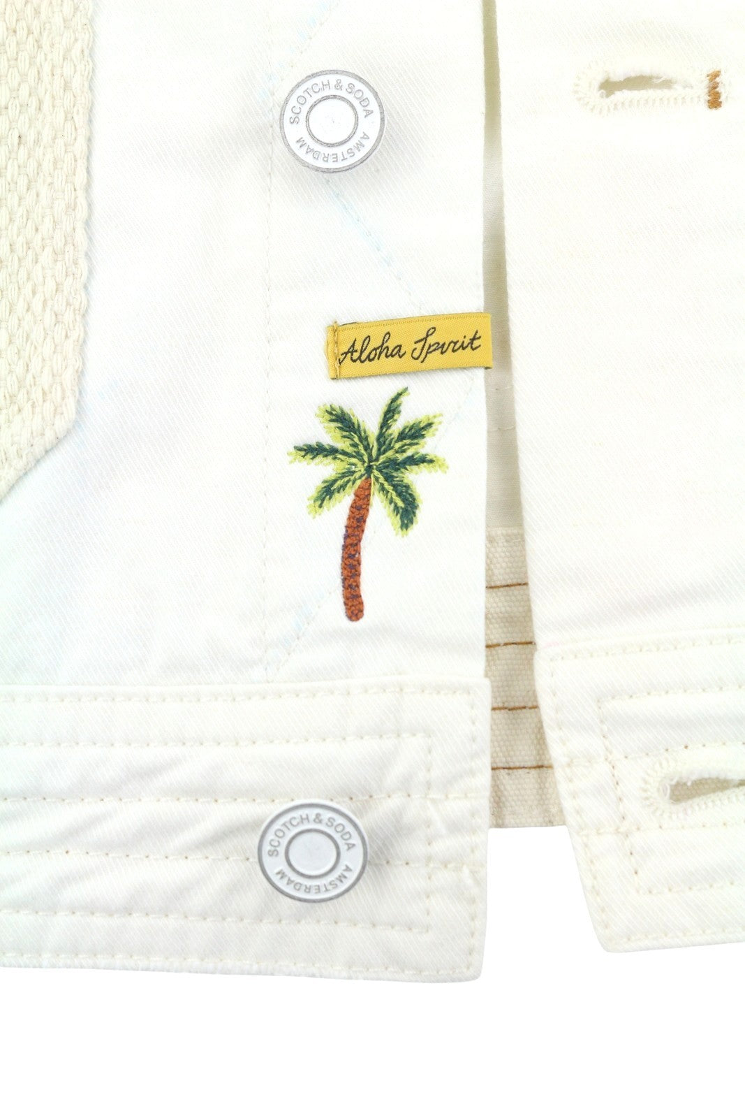 SCOTCH & SODA Men Jacket M Ivory Patches Button Up Lightweight Trucker