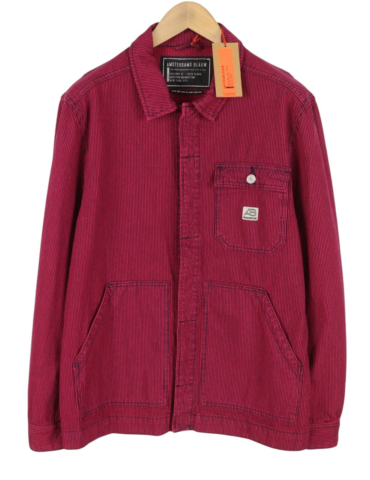 SCOTCH & SODA Men Jacket M Pink Pinstriped Button Up Patch Pocket Trucker