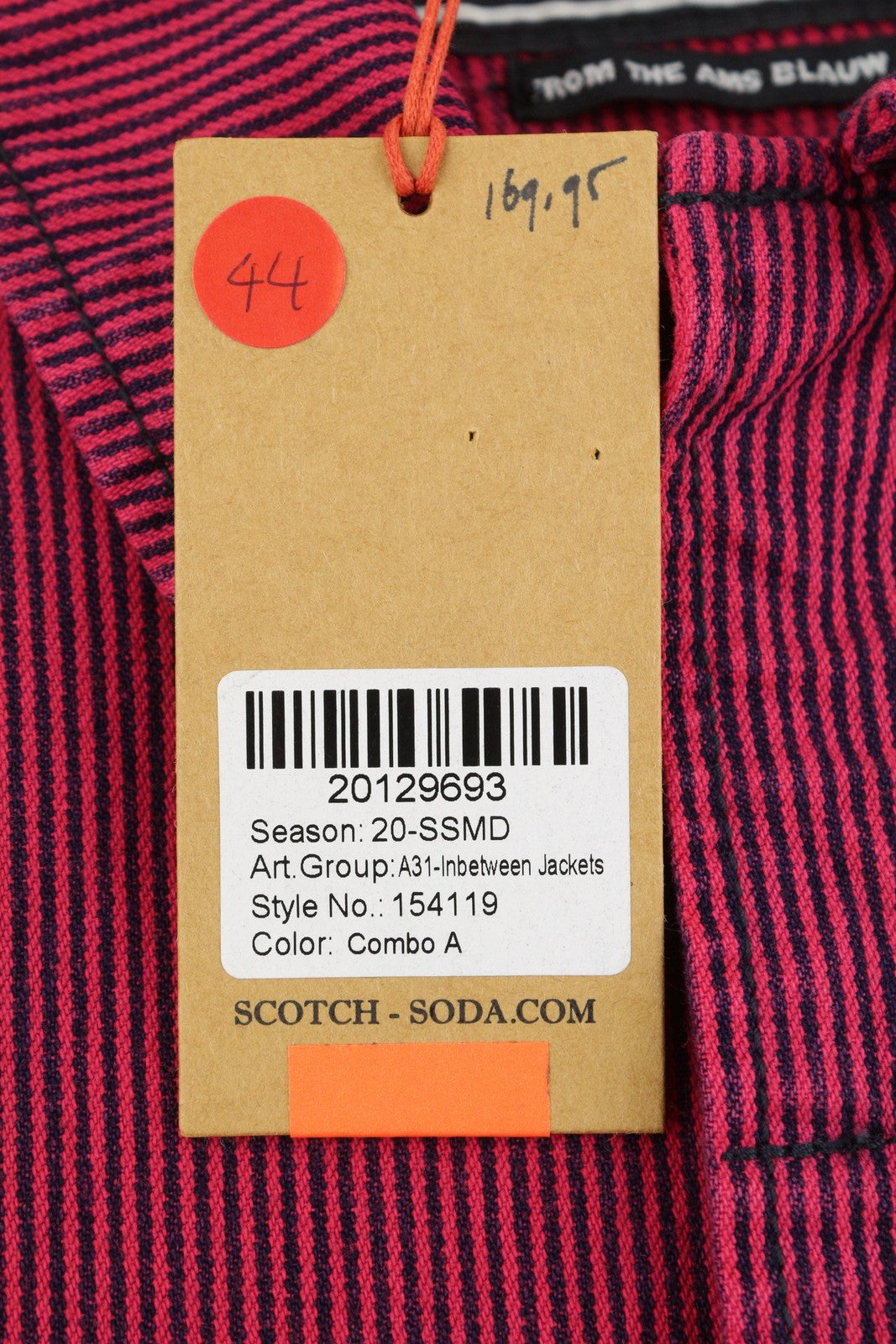 SCOTCH & SODA Men Jacket M Pink Pinstriped Button Up Patch Pocket Trucker