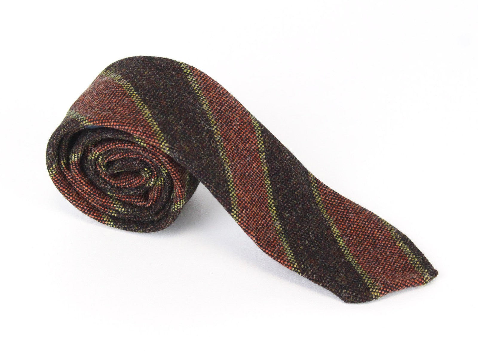 SUITSUPPLY Men Tie 150 x 8 cm Brown Pure Wool Striped Pattern Pointed-End