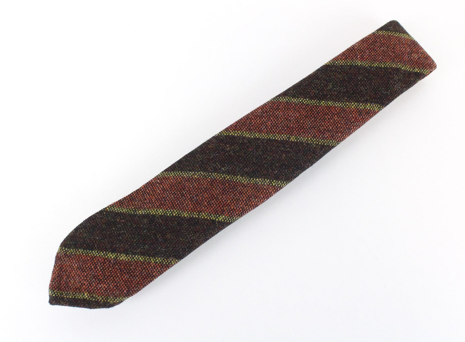 SUITSUPPLY Men Tie 150 x 8 cm Brown Pure Wool Striped Pattern Pointed-End
