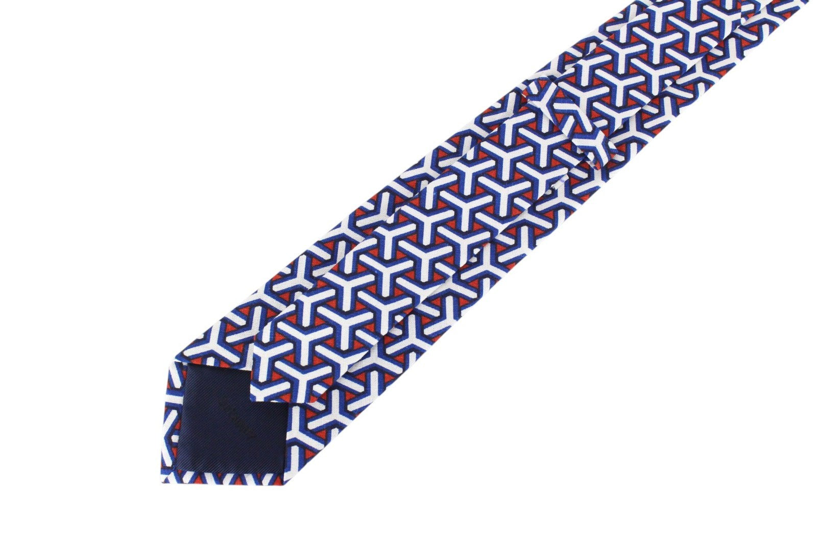 SUITSUPPLY Men Tie 148 x 8 cm Blue White Patterned Pointed-End Linen Cotton