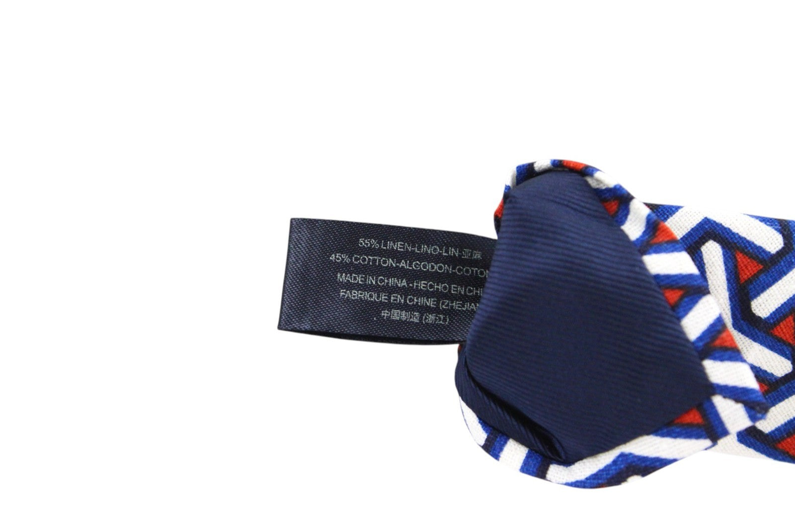 SUITSUPPLY Men Tie 148 x 8 cm Blue White Patterned Pointed-End Linen Cotton