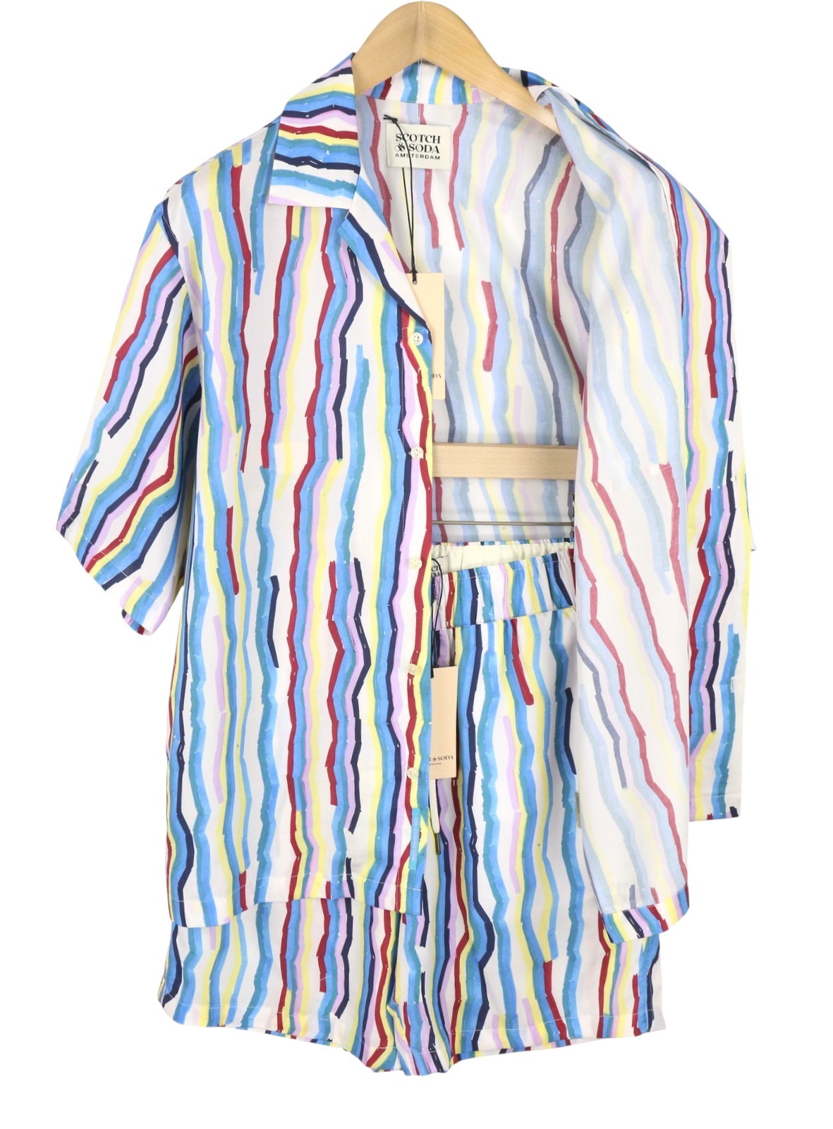 SCOTCH & SODA Men Set M Colourful Pattern Tencel Short Sleeve Relaxed Fit 2in1