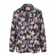 SCOTCH & SODA Men Blazer XL Dark Blue Palm Tree Print Notch Lapel Thin