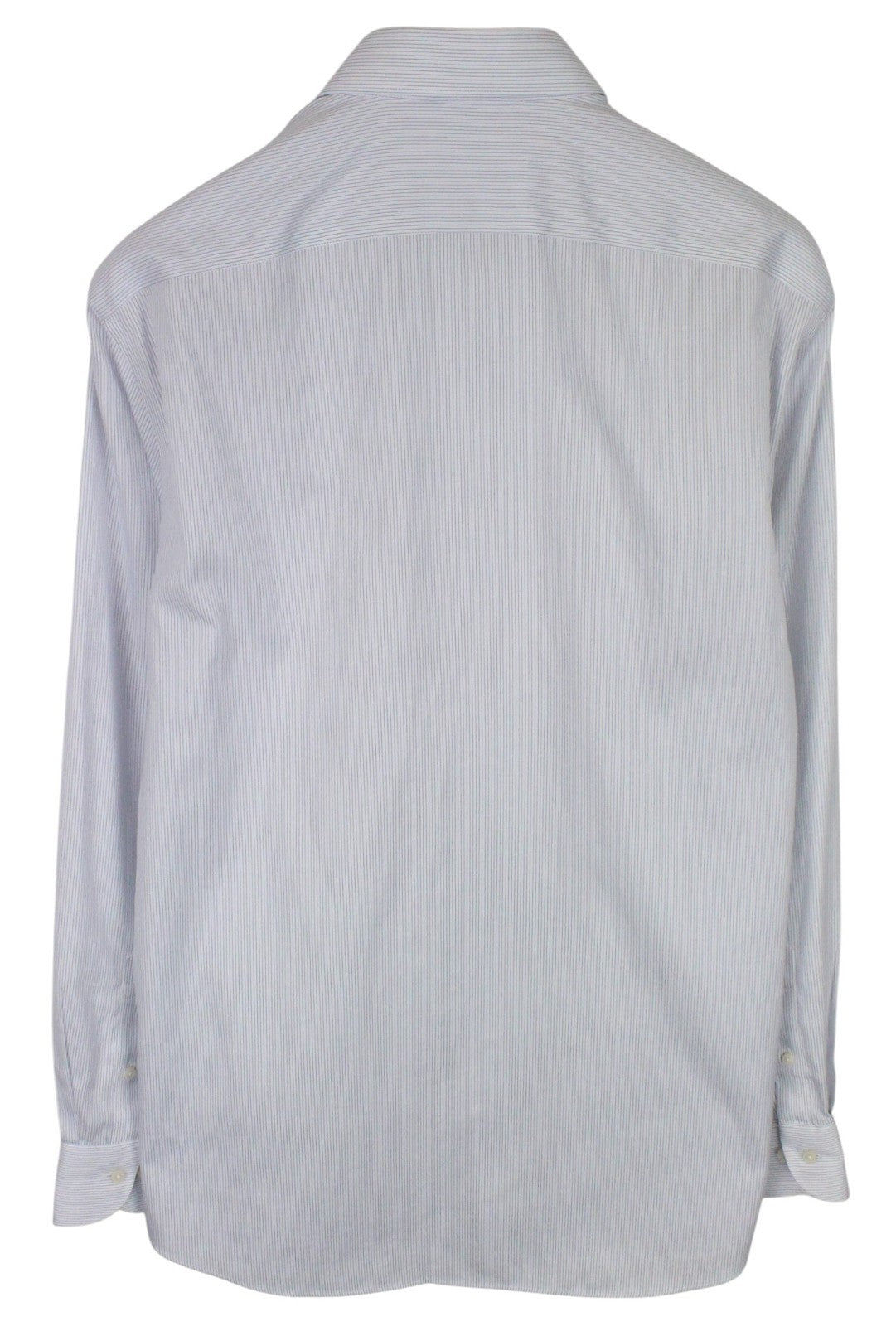 SUITSUPPLY Traveller Men Shirt 43/17 Slim White Blue Striped Pattern Pure Cotton