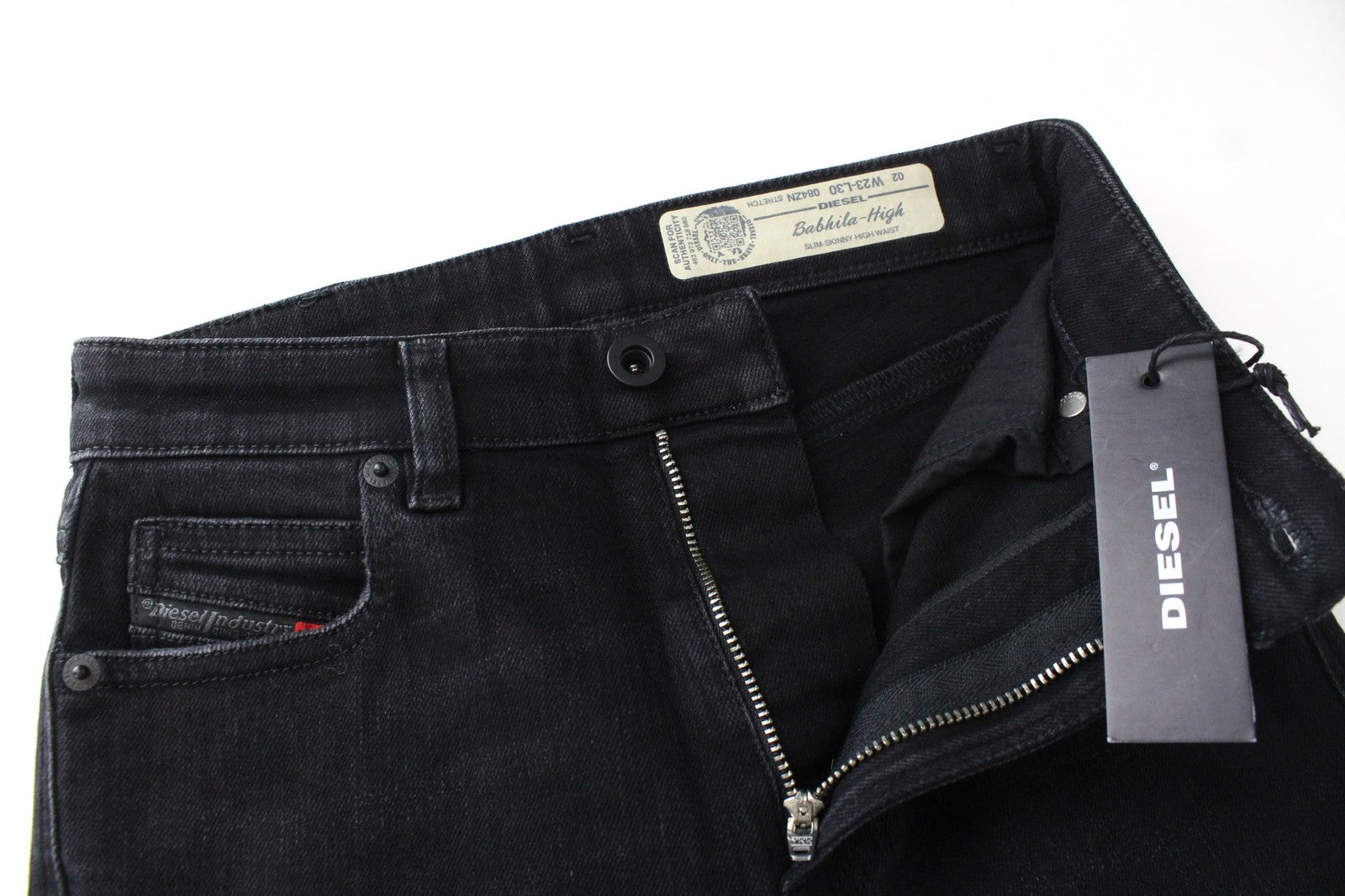 DIESEL Babhila-High 084ZN Women Jeans W32/L30 Slim Skinny Black Cotton Stretch