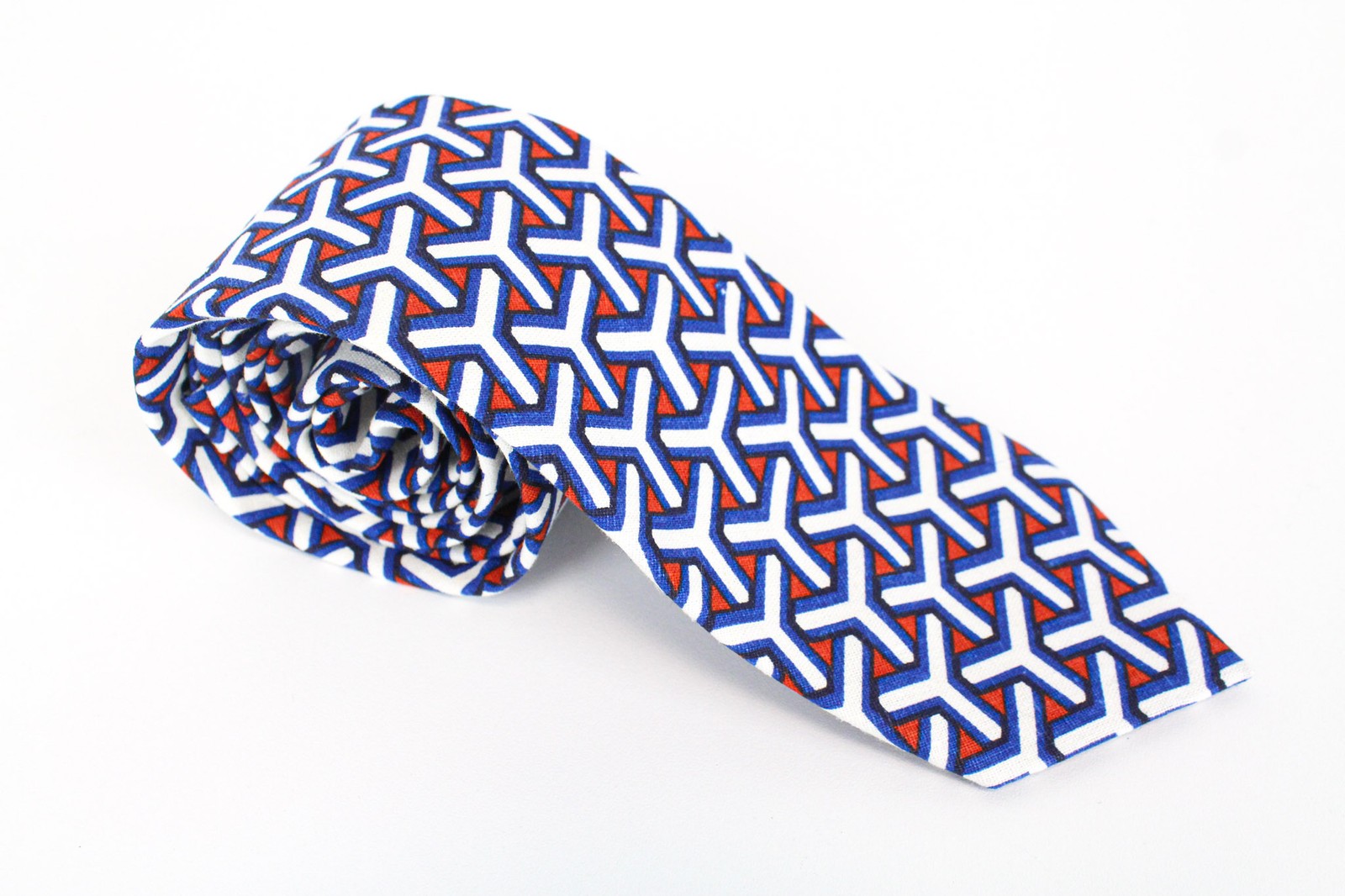 SUITSUPPLY Men Tie 148 x 8 cm Linen Cotton Blend Blue Knit Formal Graphic Print