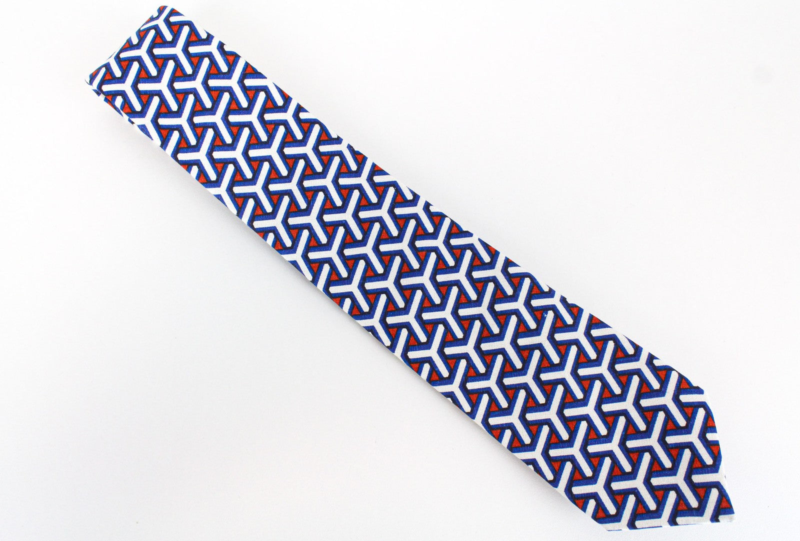SUITSUPPLY Men Tie 148 x 8 cm Linen Cotton Blend Blue Knit Formal Graphic Print