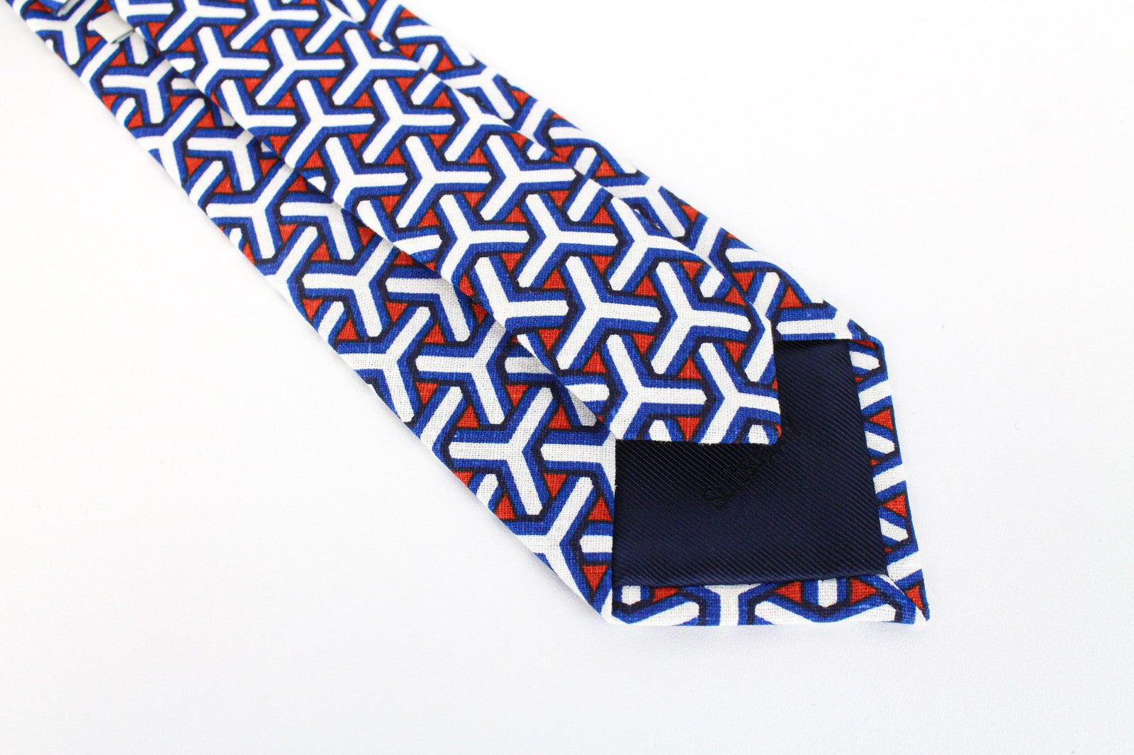 SUITSUPPLY Men Tie 148 x 8 cm Linen Cotton Blend Blue Knit Formal Graphic Print