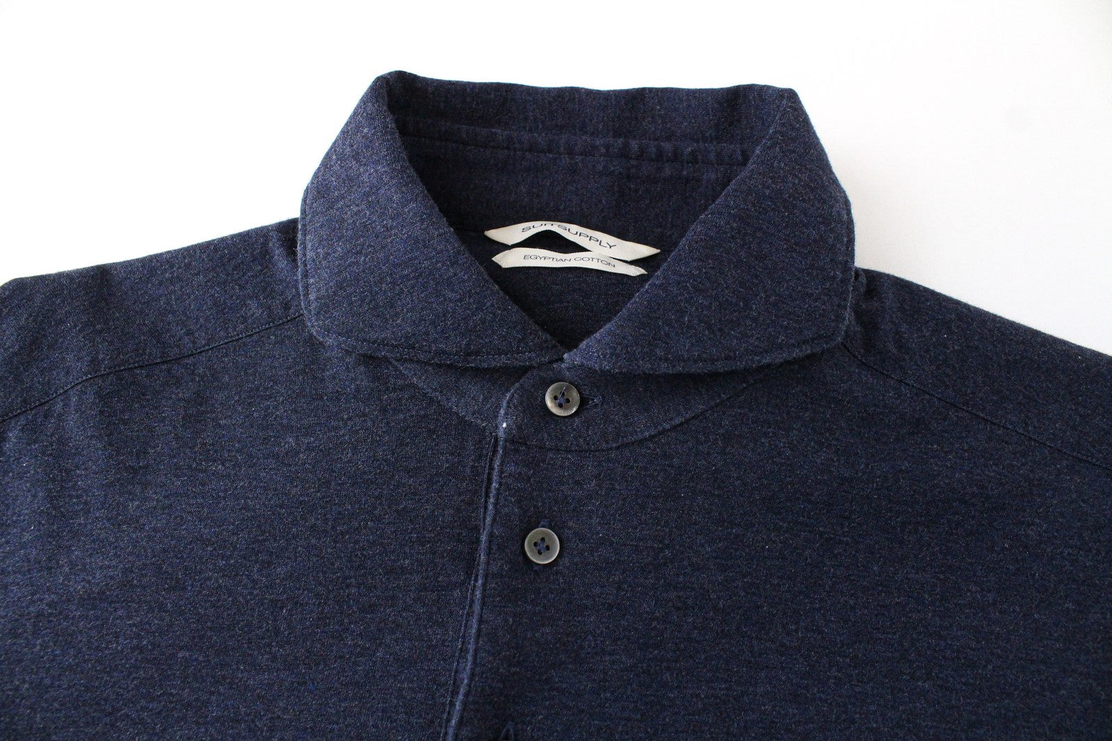 SUITSUPPLY Men Shirt 39/ 15 1/2/40/ 15 3/4 Navy Egyptian Cotton Polo Extra Slim