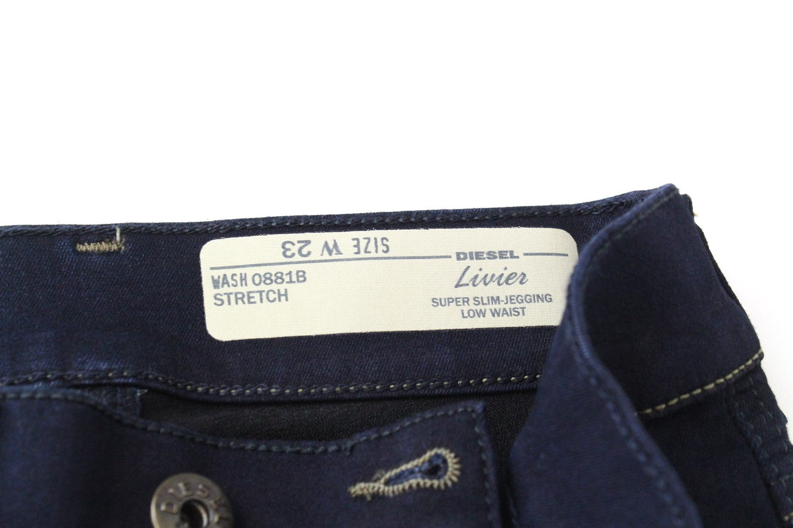 DIESEL Livier 0881B Women Jeans W23 Blue Stretch Super Slim Jegging Low Waisted