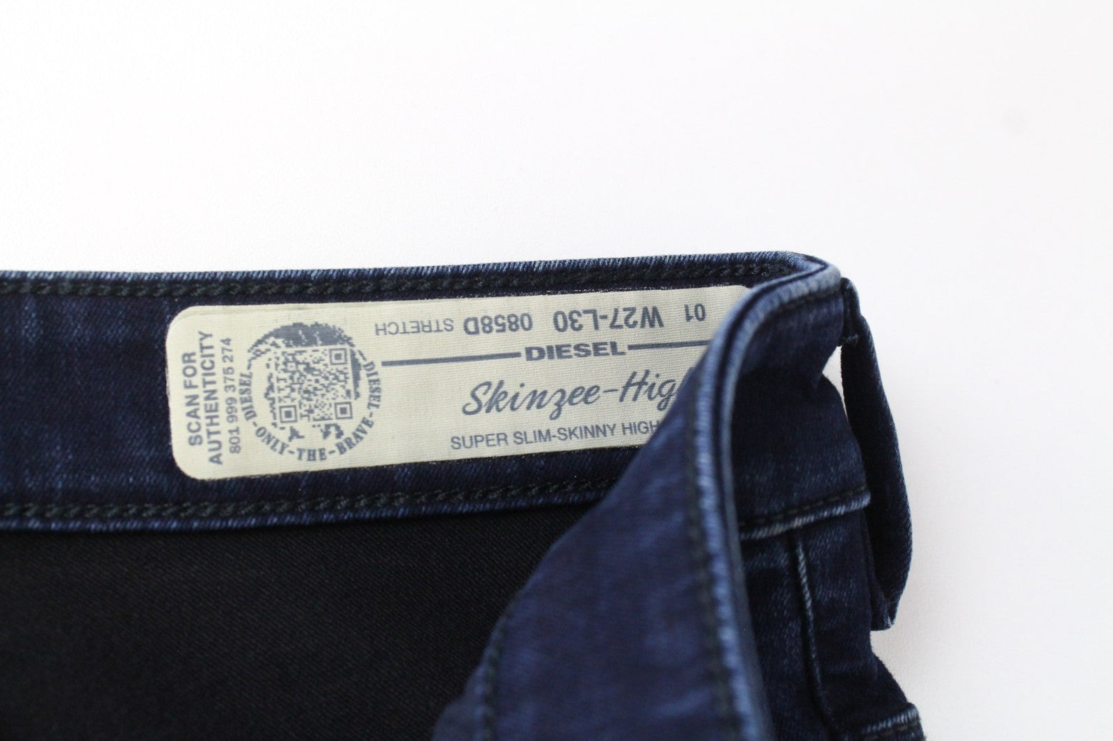 DIESEL Skinzee-High 0858D Women Jeans W27/L30 Blue Stretch Super Slim Skinny