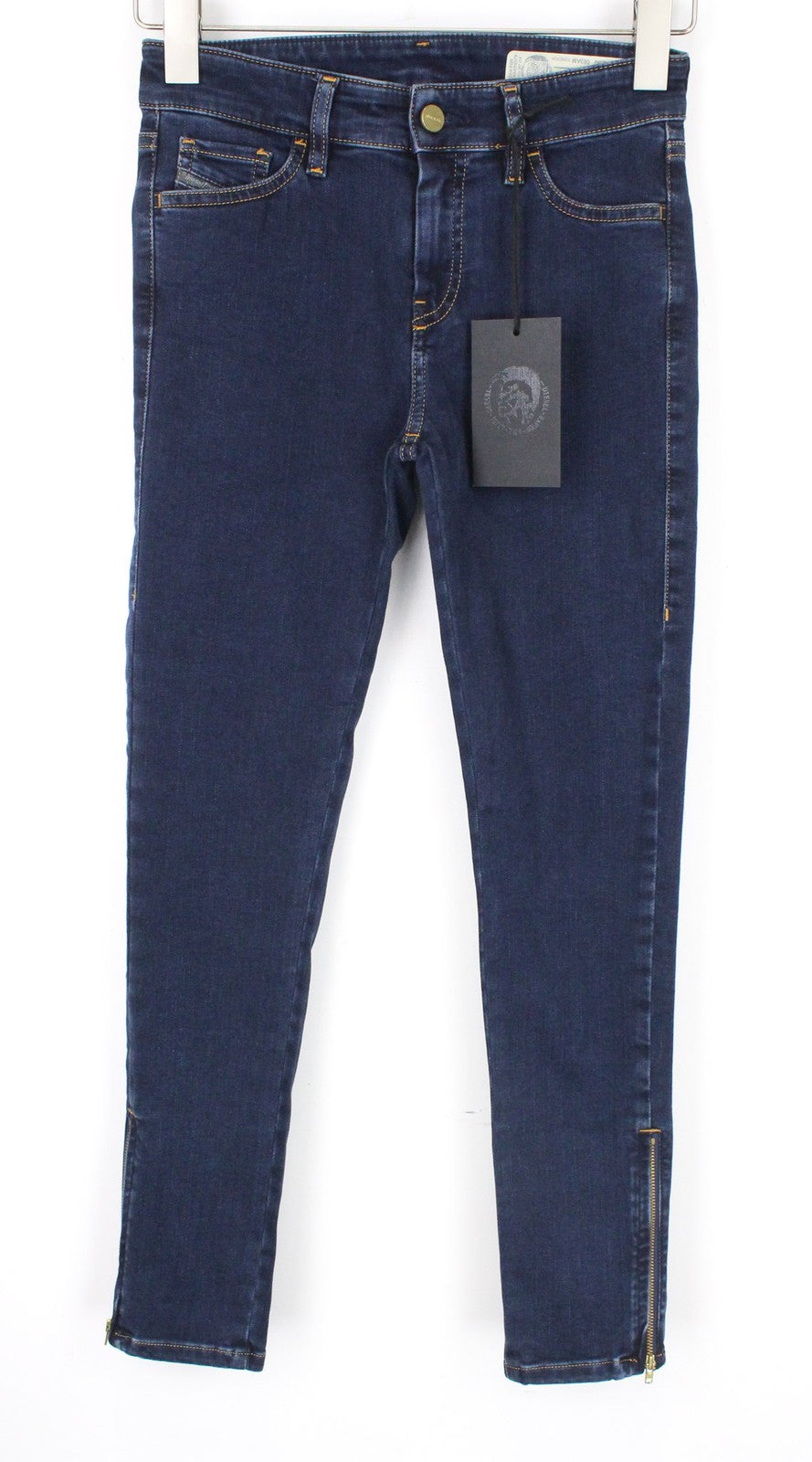 DIESEL Slandy-Zip 083AM Women Jeans W26/L30 Blue Stretch Super Skinny Fit Zipped