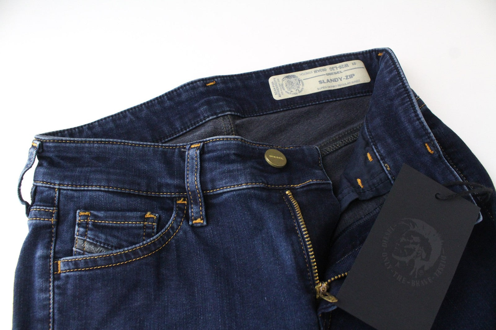 DIESEL Slandy-Zip 083AM Women Jeans W26/L30 Blue Stretch Super Skinny Fit Zipped