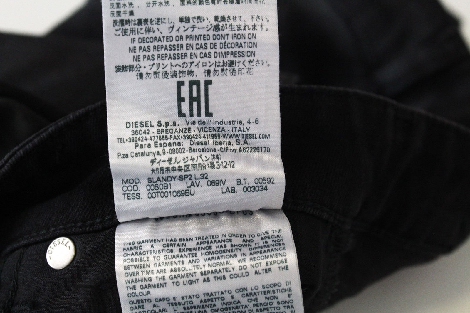 DIESEL Slandy-SP2 069IV Women Jeans W24/L32 Black Stretch Super Slim Skinny