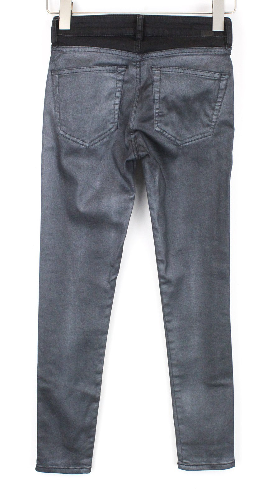 DIESEL Slandy-Zip 069GF Women Jeans W24/L30 Black Stretch Super Skinny Coated